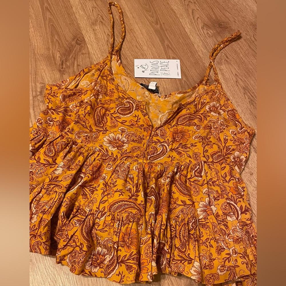 Patrons of Peace Yellow Pattern Crop Tank